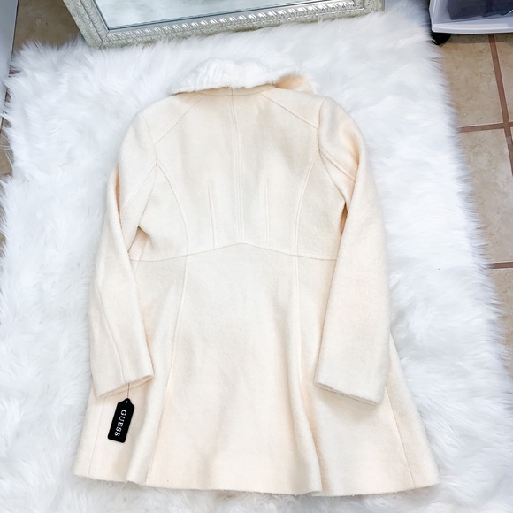 ⭐️⭐️SOLD⭐️⭐️Guess Cream/White Long Skirted Wool Coat M - Picture 5 of 6